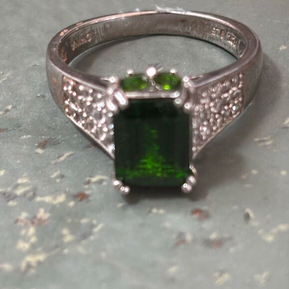 925 Sterling Silver & Tsavorite Garnet CZ ring Sz 9, 4.71g, 8.7x6.8mm butterfly - Picture 4 of 12